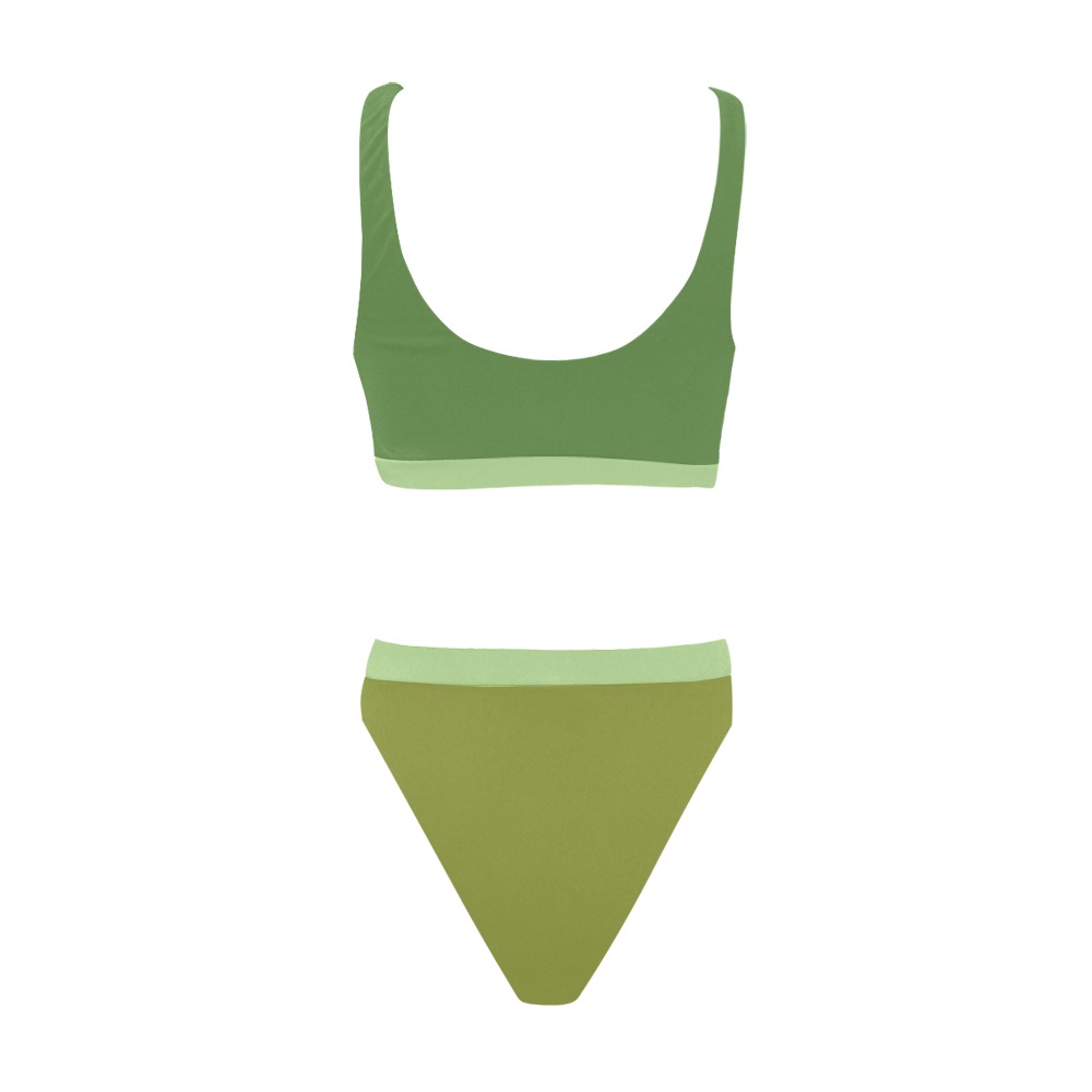 Green 2 Sport Top & High-Waisted Bikini Swimsuit (Model S07)
