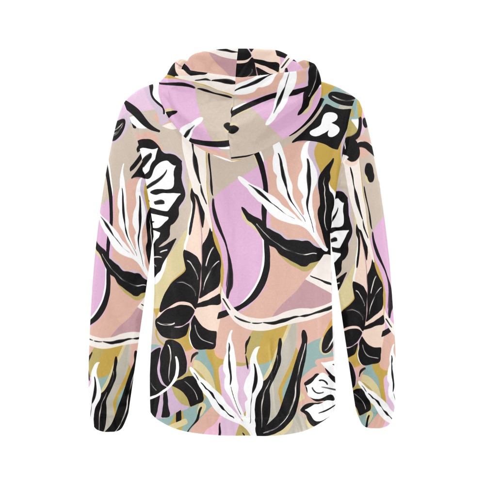 Tropical modern simple graphic All Over Print Full Zip Hoodie for Women (Model H14)