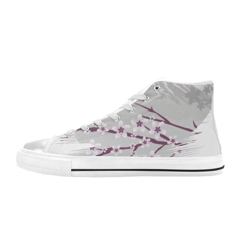 Lavender Blossom Women's Classic High Top Canvas Shoes (Model 017)
