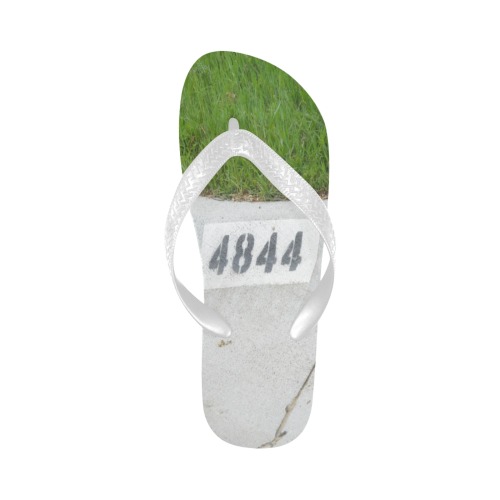 Street Number 4844 with White Background Flip Flops for Men/Women (Model 040)