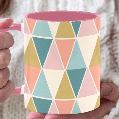 Beautiful Pastel Geometric - Triangle Shapes Custom Inner Color Mug (11oz)