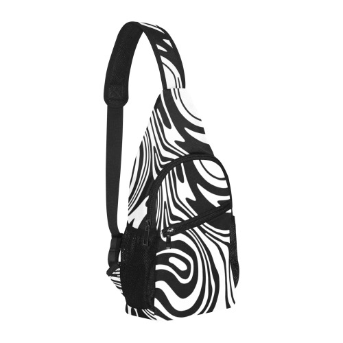 Black and White Marble All Over Print Chest Bag (Model 1719)