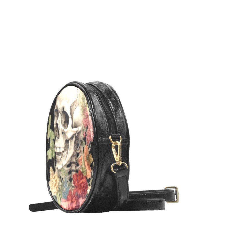 Skull & Botany Round Ladies Round Handbag Round Sling Bag (Model 1647)