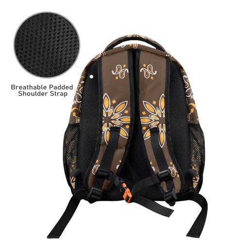 Bandanna Pattern Brown 17-inch Casual Backpack