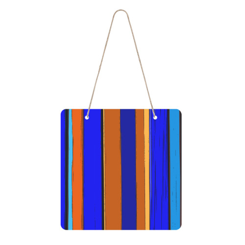 Abstract Blue And Orange 930 Square Wood Door Hanging Sign
