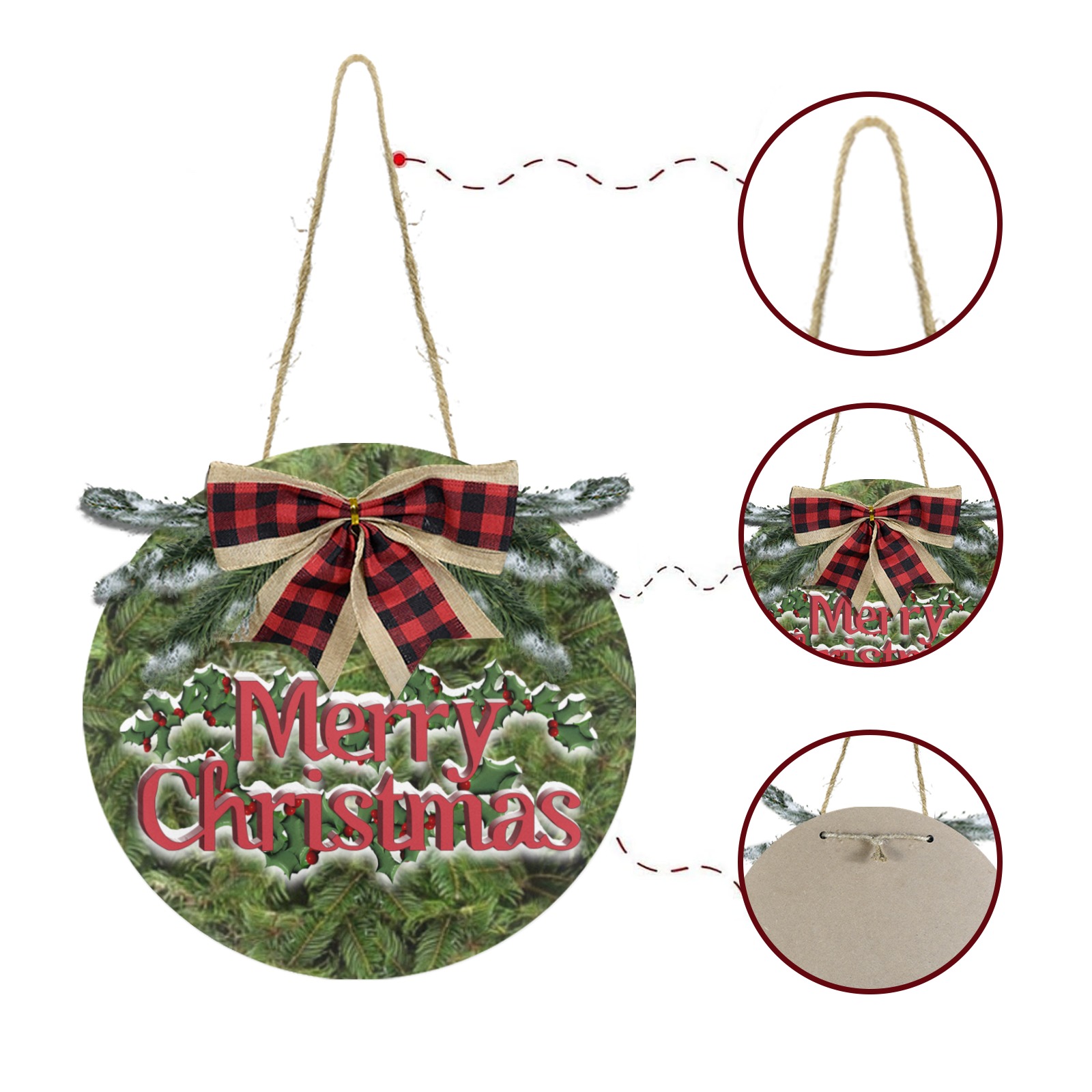 Merry Christmas Tree Christmas Door Hanger (11.8inch)