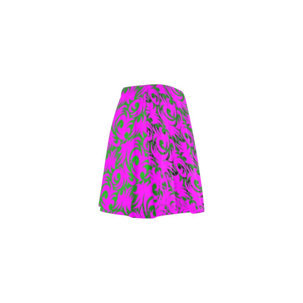 green swirl pink Mini Skating Skirt (Model D36)