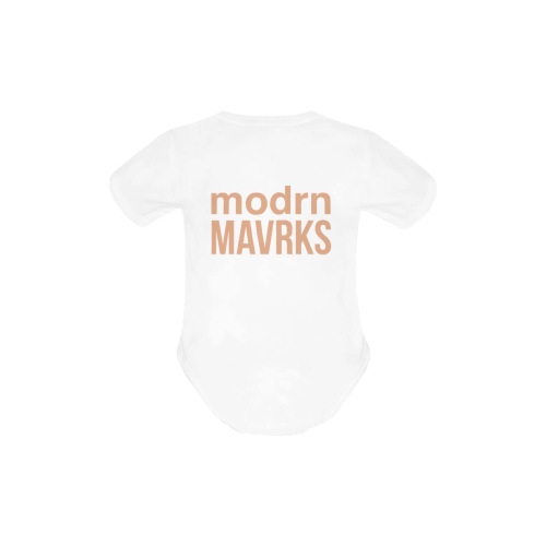 modrn_Mavrks22LOGO_CreamBlush (baby fit) Baby Powder Organic Short Sleeve One Piece (Model T28)