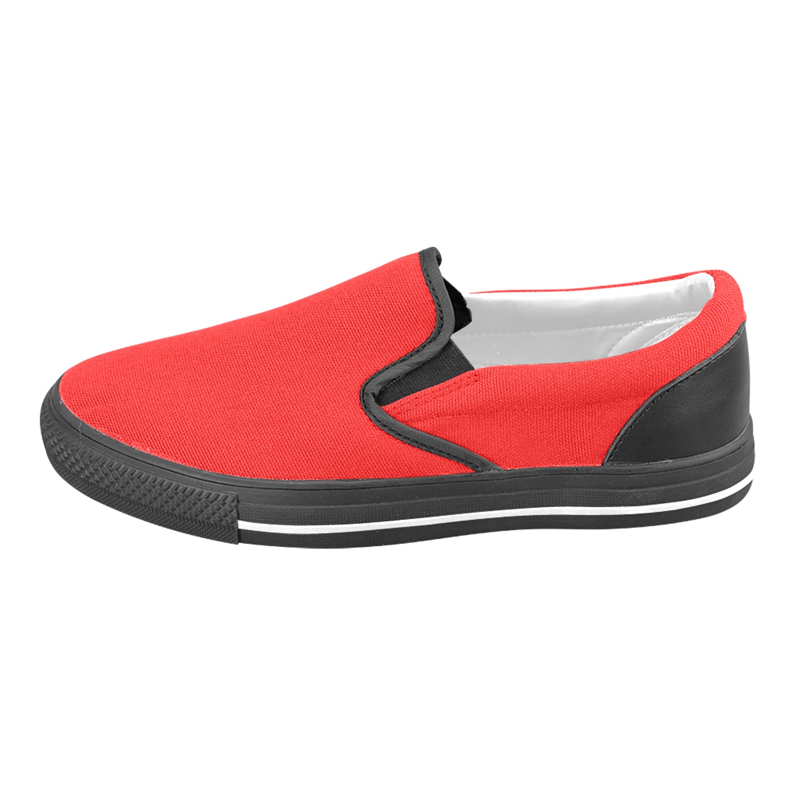 Merry Christmas Red Solid Color Men's Slip-on Canvas Shoes (Model 019)