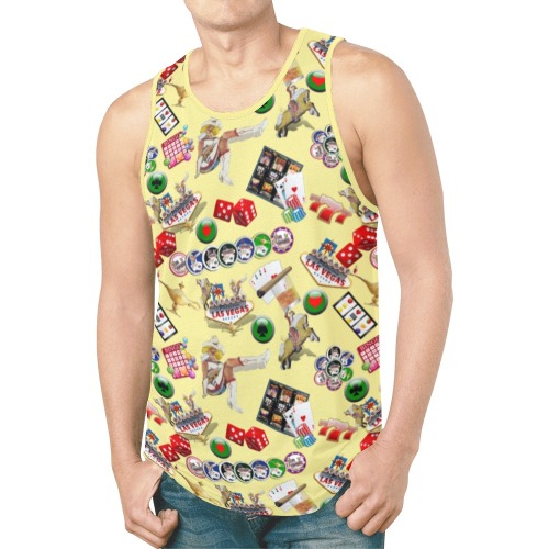 Las Vegas Icons Gamblers Delight / Yellow New All Over Print Tank Top for Men (Model T46)