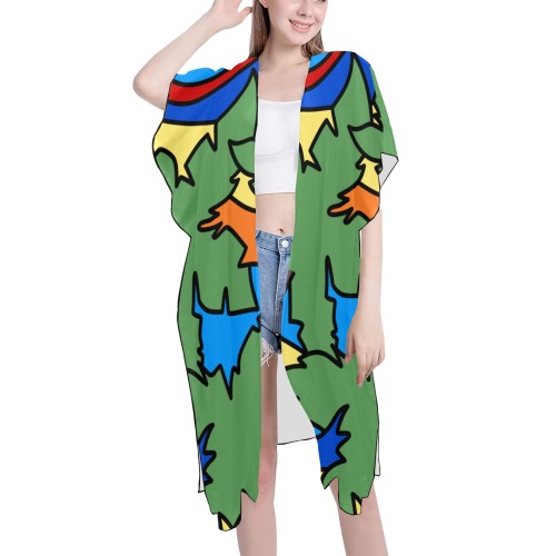 Summer Kimono Mid-Length Side Slits Chiffon Cover Ups (Model H50)