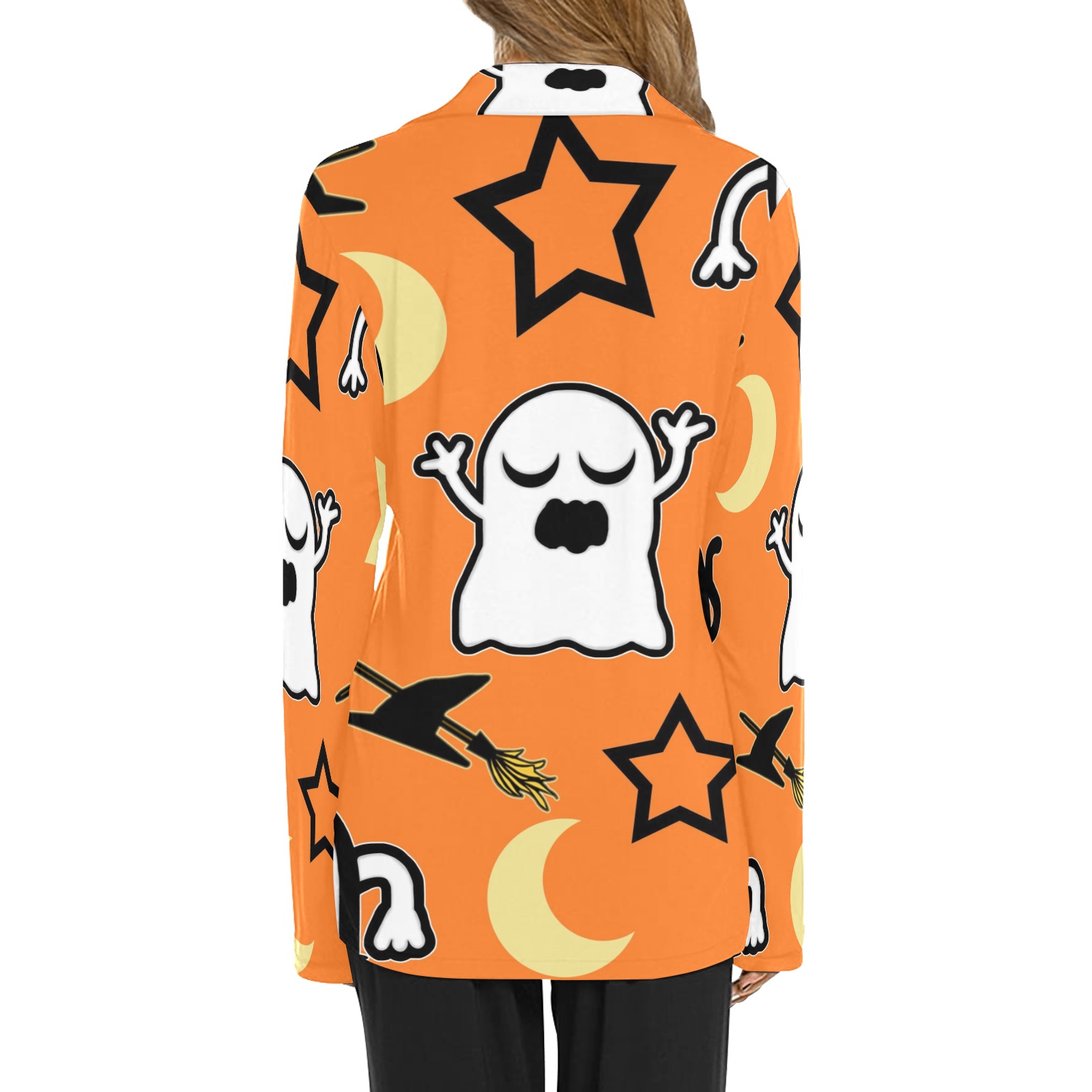 Ghosts and Cats Women's Long Sleeve Pajama Shirt