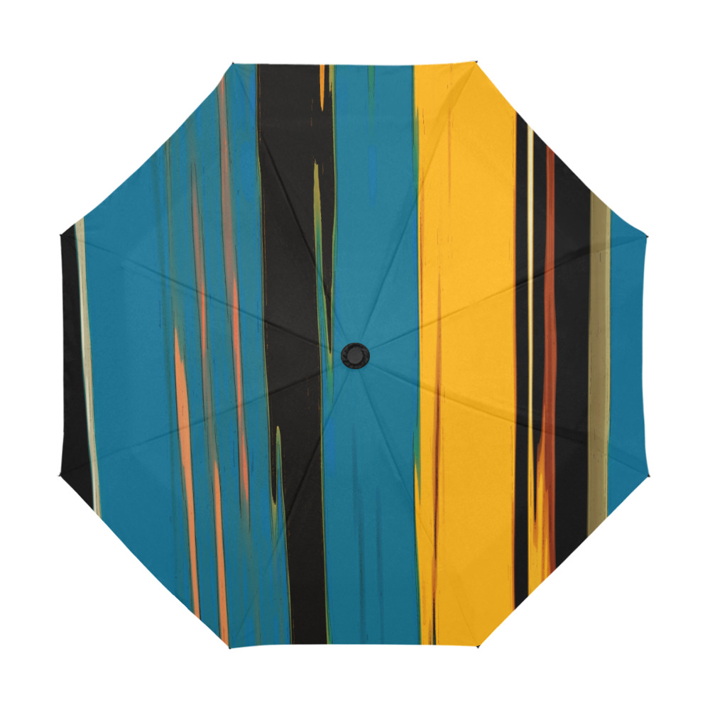 Black Turquoise And Orange Go! Abstract Art Anti-UV Auto-Foldable Umbrella (U09)