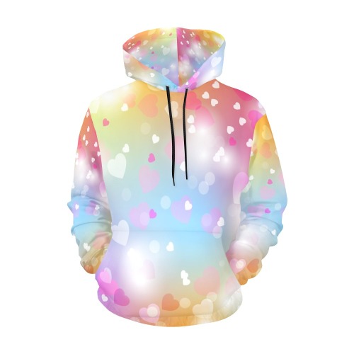 Lovely Hearts All Over Print Hoodie for Men (USA Size) (Model H13)