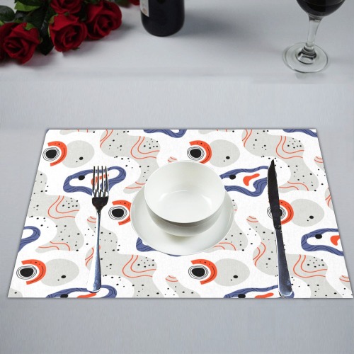 Elegant Abstract Mid Century Pattern Placemat 14’’ x 19’’ (Set of 6)