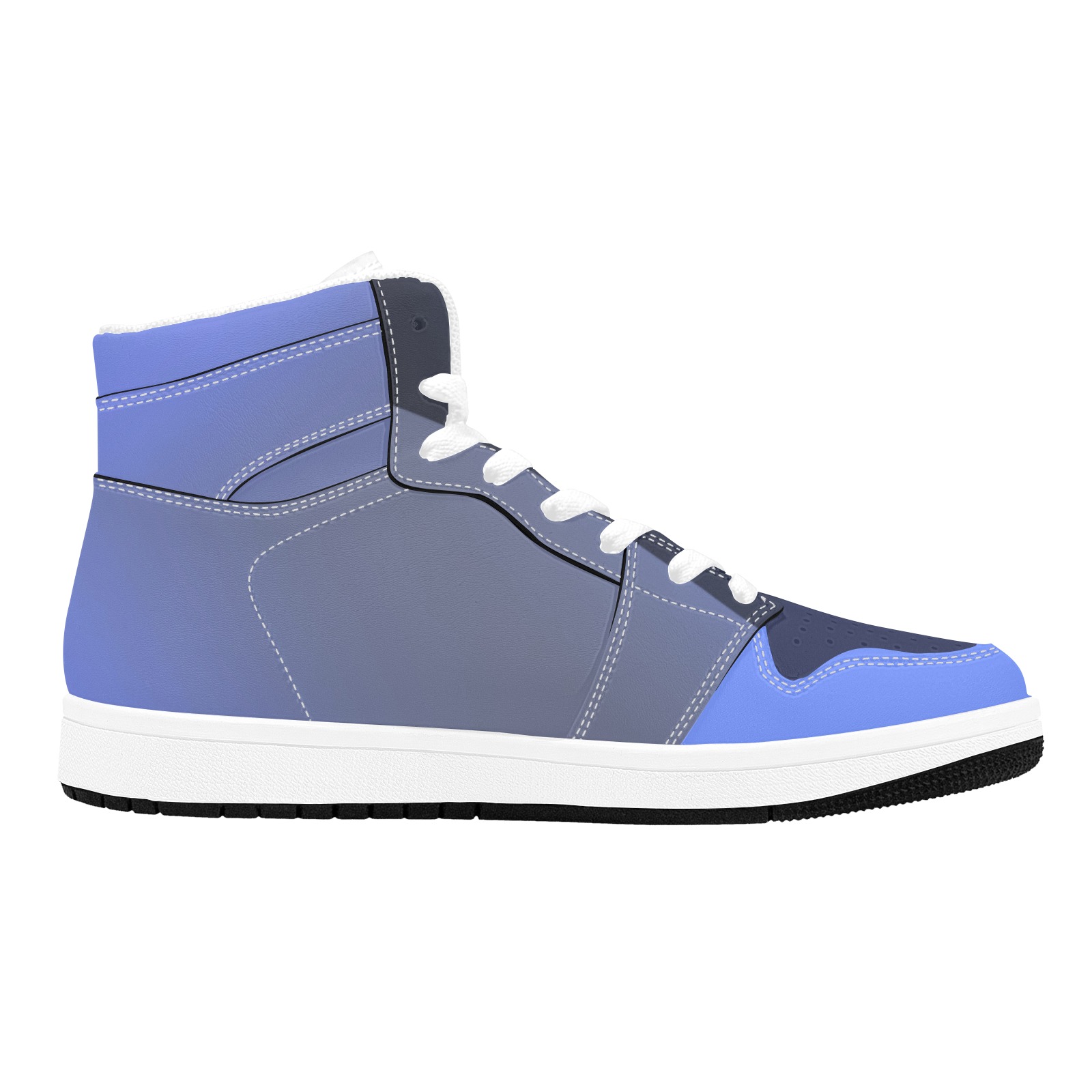 Three Tone Blue Unisex High Top Sneakers (Model 20042)