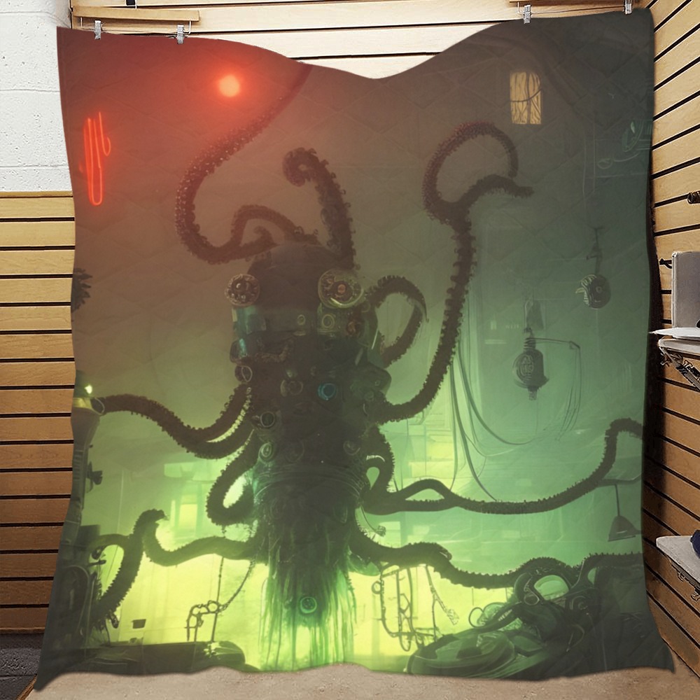 Steampunk Octopus Quilt 70"x80"