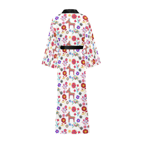Alpaca Pinata and Flowers Long Kimono Robe