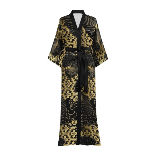 Japanese Gold Screen Pattern Long Kimono Robe