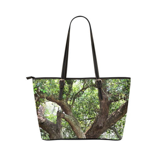 Oak Tree In The Park 7659 Stinson Park Jacksonville Florida Leather Tote Bag/Small (Model 1651)