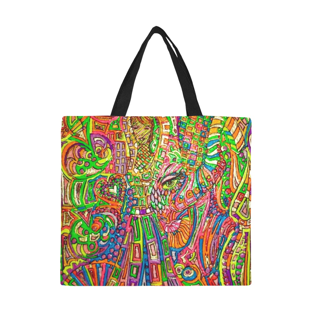 Doodle art All Over Print Canvas Tote Bag/Large (Model 1699)