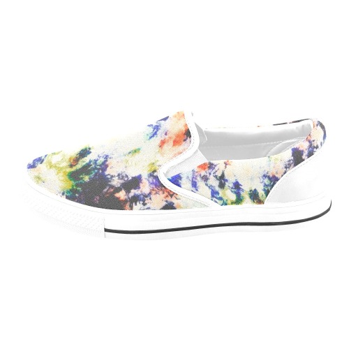 Modern watercolor colorful marbling Women's Slip-on Canvas Shoes (Model 019)
