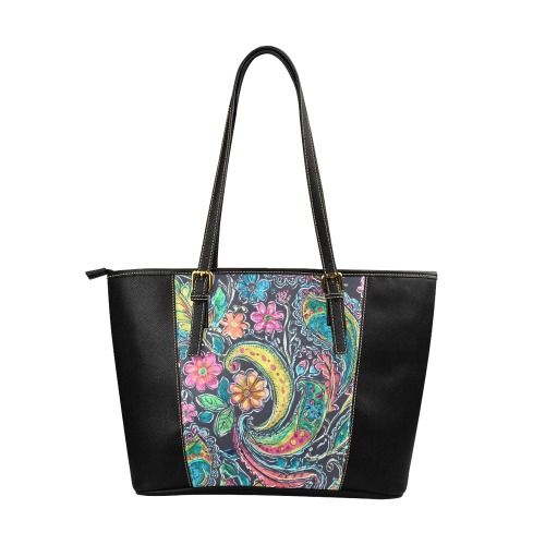 Paisley #1 Leather Tote Bag/Large (Model 1640)