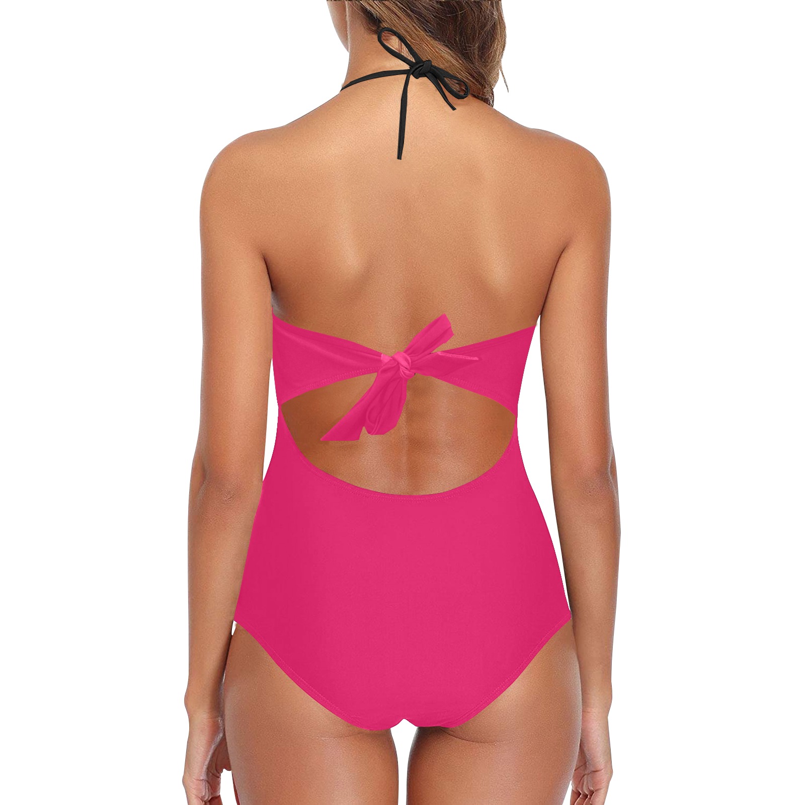 color ruby Lace Band Embossing Swimsuit (Model S15)