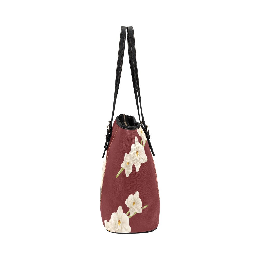 Maroon Sloth Leather Tote Bag/Large (Model 1640)