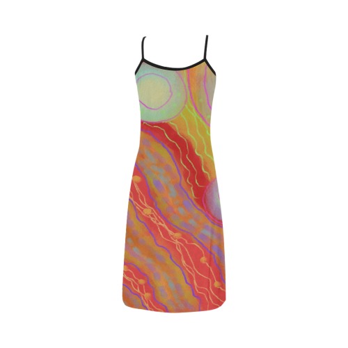 Red Abstract Art Alcestis Slip Dress (Model D05)