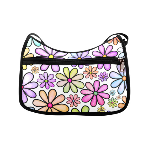 Watercolor Rainbow Doodle Daisy Flower Pattern Crossbody Bags (Model 1616)