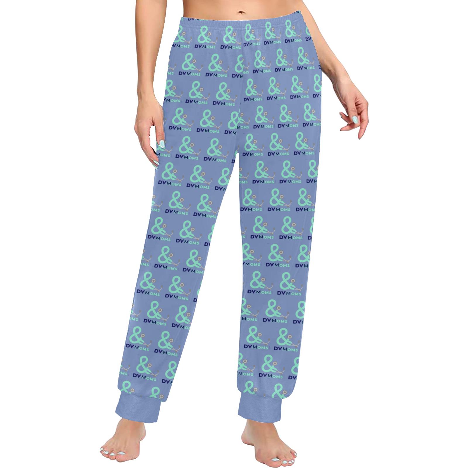 Light blue pants all over logo Women's All Over Print Pajama Trousers