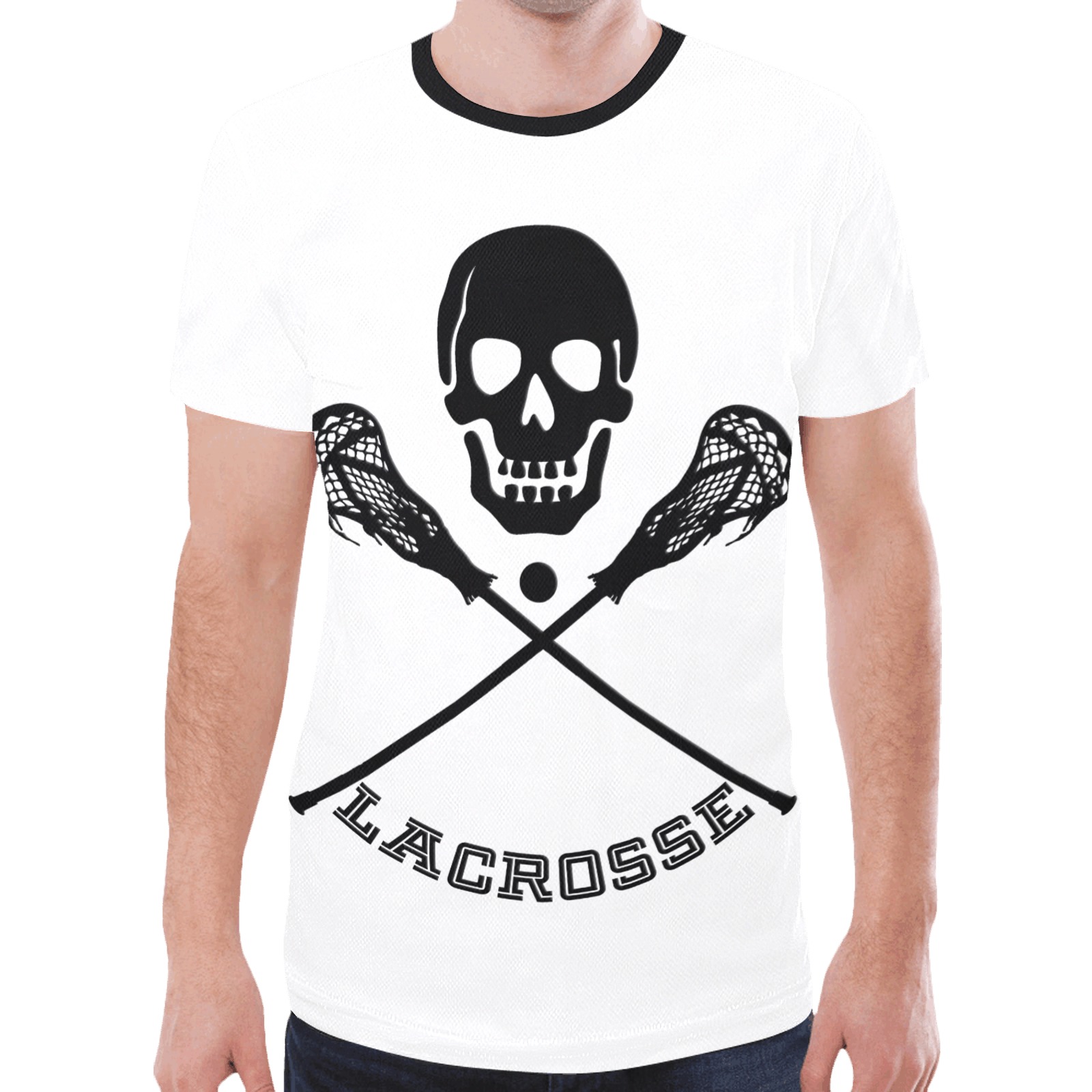 Lacrosse Skull New All Over Print T-shirt for Men (Model T45)