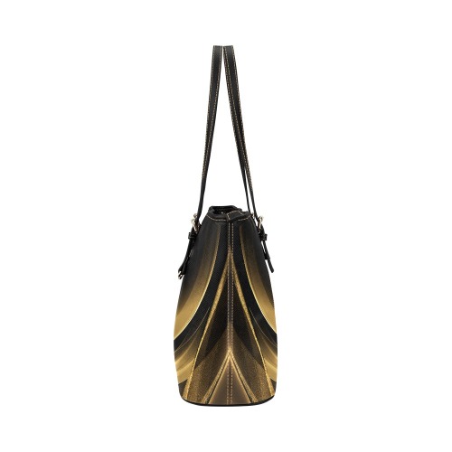 Black Leather Tote Gold Swirl Leather Tote Bag/Large (Model 1651)