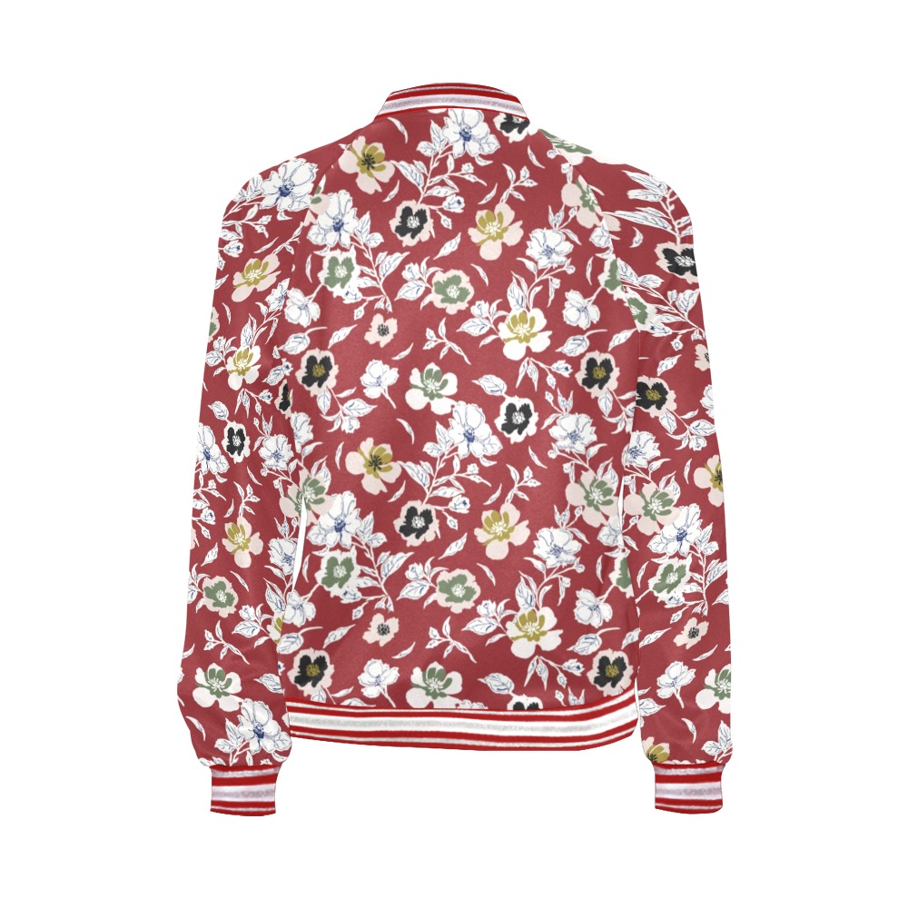 Flowers abstract red garden DPMF All Over Print Bomber Jacket for Women (Model H21)