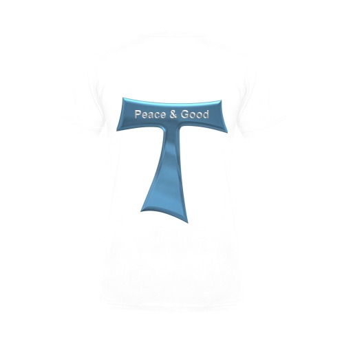 Franciscan Tau Cross Peace and Good  Blue Metallic Men's V-Neck T-shirt (USA Size) (Model T10)