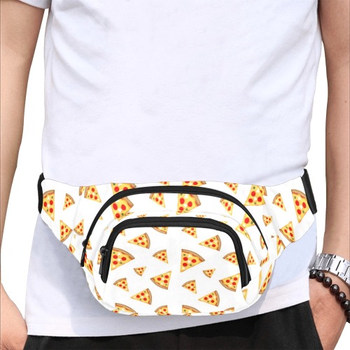 Cool and fun pizza slices pattern on white Fanny Pack/Small (Model 1677)