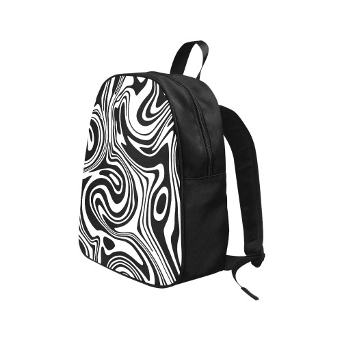 Black and White Marble Fabric School Backpack (Model 1682) (Medium)