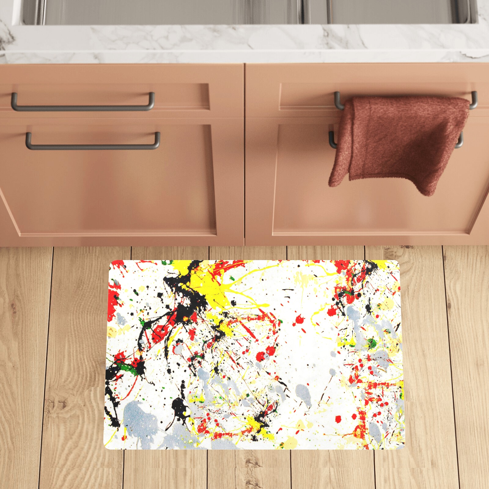 Yellow Paint Splatter Kitchen Mat 28"x17"