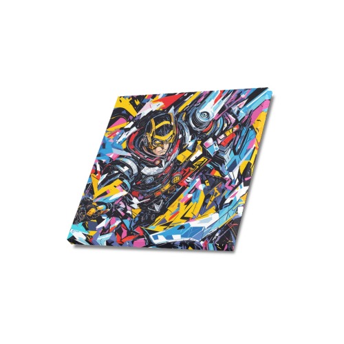 Geometrical abstract art of a cyborg hero. Upgraded Canvas Print 16"x16"