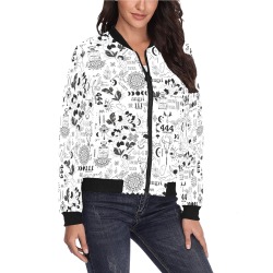 Positive pattern tattoos BW All Over Print Bomber Jacket for Women (Model H36)