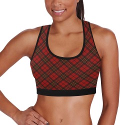 Red tartan plaid winter Christmas pattern holidays Women's All Over Print Sports Bra (Model T52)