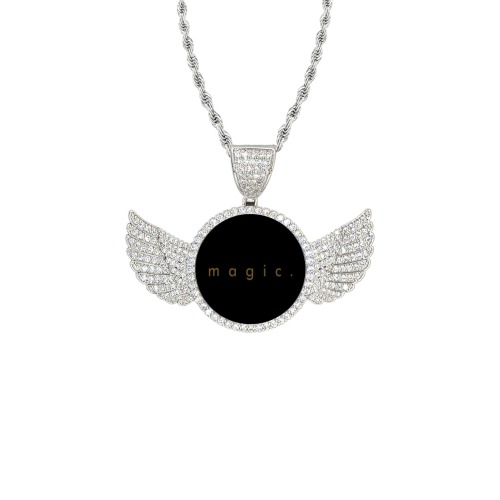 magic. Wings Silver Photo Pendant with Rope Chain