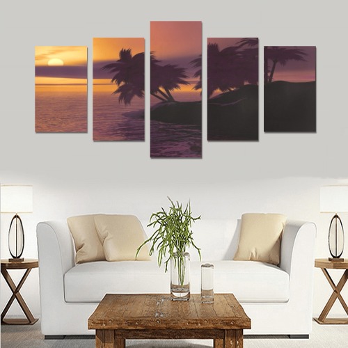 beach sunset Canvas Print Sets C (No Frame)