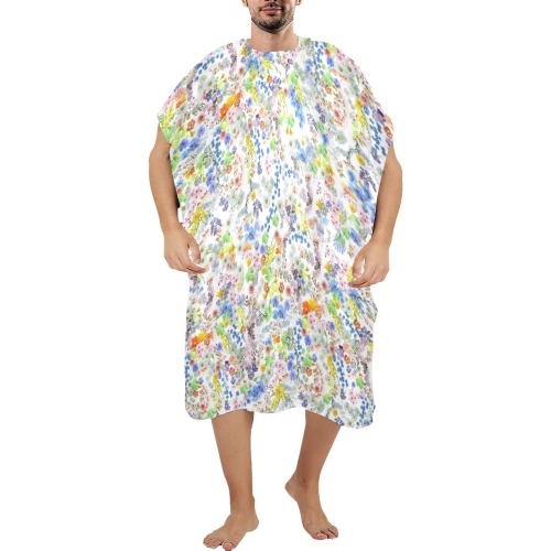 floral design -blue Beach Changing Robe (Large Size)