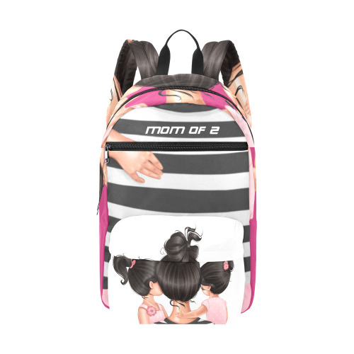 Mom of 2 pink magenta BW Large Capacity Travel Backpack (Model 1691)