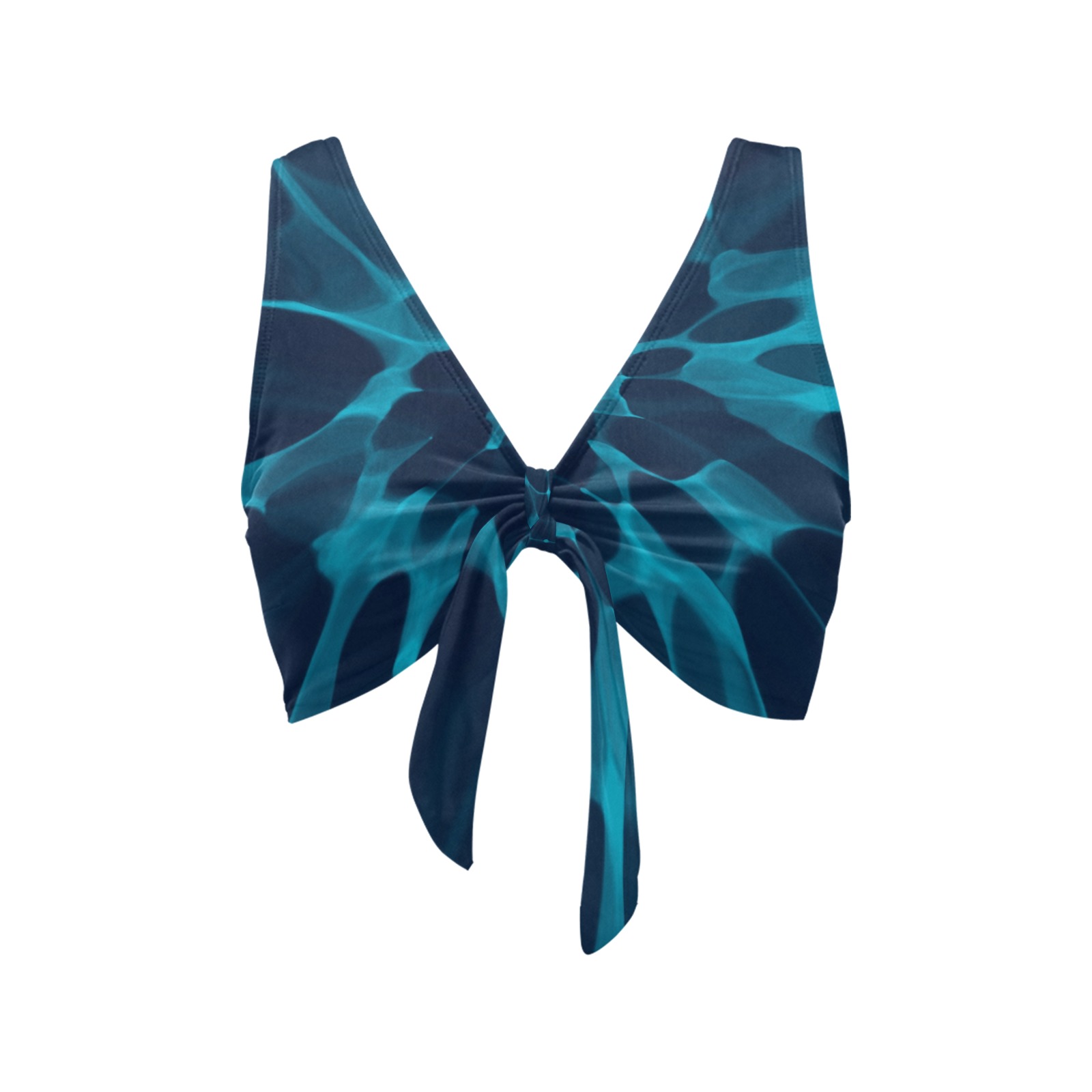 Blue Tie-dye Chest Bowknot Bikini Top (Model S33)