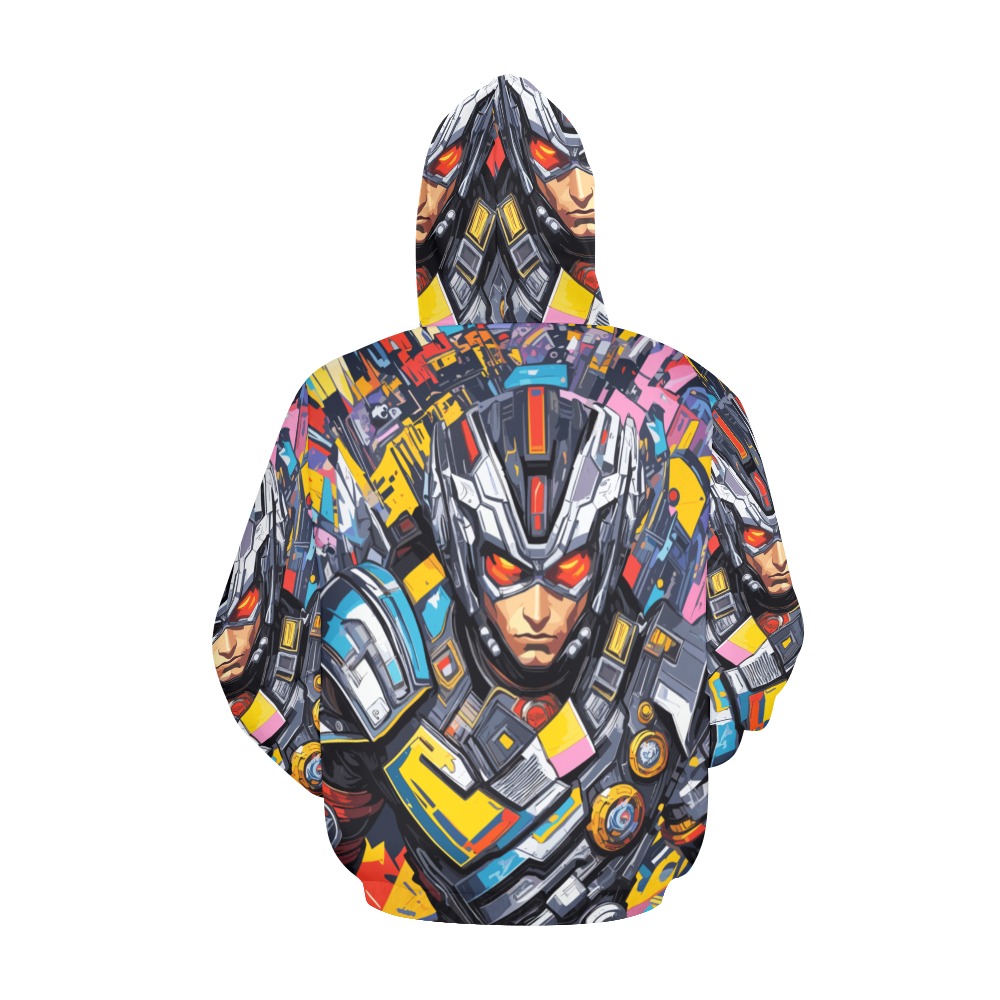 Striking abstract art of a futuristic cyborg man. All Over Print Hoodie for Men (USA Size) (Model H13)