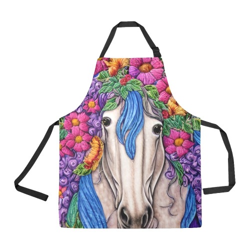 Boho Simulated Quilt Horse Artwork All Over Print Apron