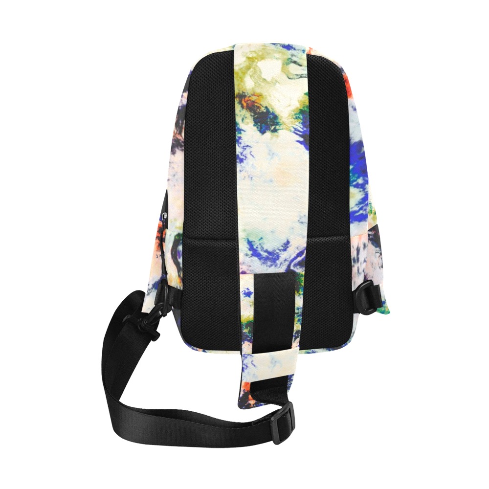 Modern watercolor colorful marbling Chest Bag (Model 1678)